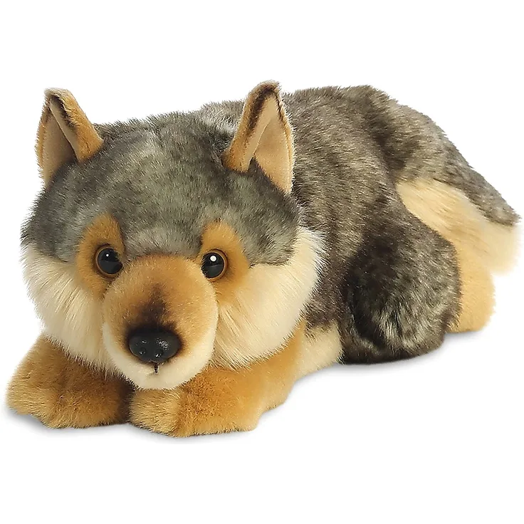 Aurora World 26264 Puffin MiYoni Wolf Lying Plüsch, Mehrfarbig, 11 Zoll