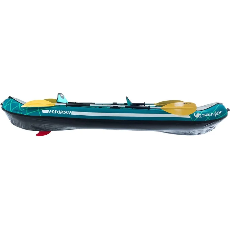 Sevylor 2-Sitzer Kajak Madison? Kit grün 327x93 cm aufblasbar mit 2 Paddeln, Tasche, Fußpumpe – Bild 2