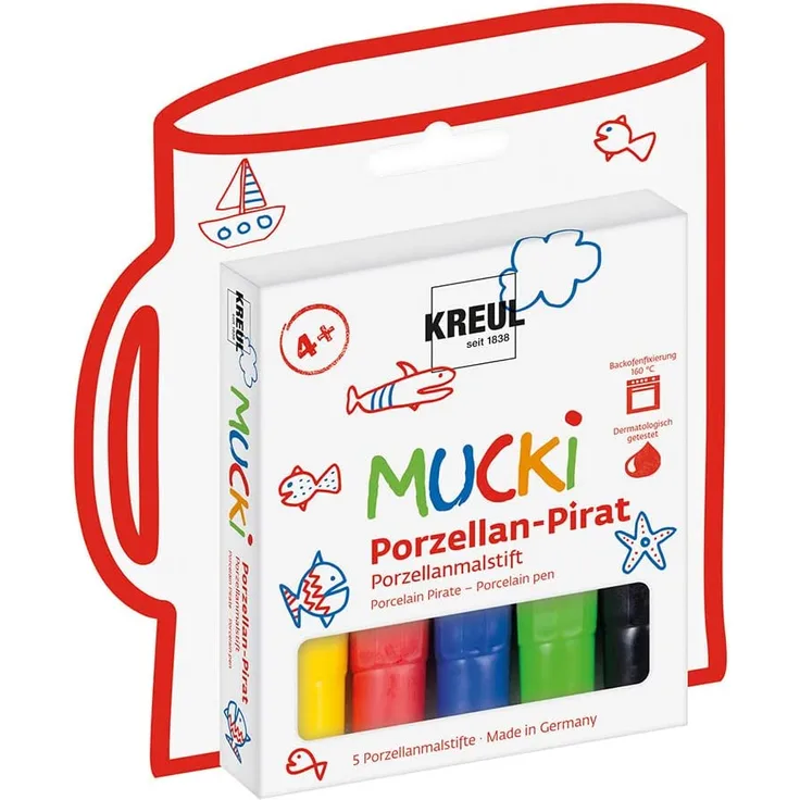 Kreul Porzellan-Pirat Porzellanmalstift, 5er Set
