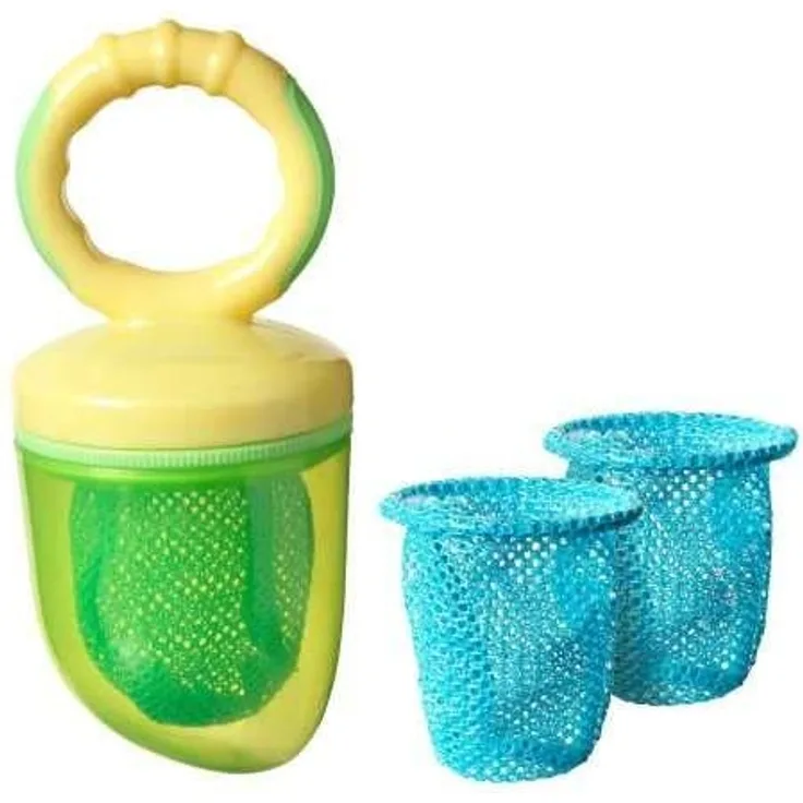 Tommee Tippee Teethe ’n’ Feed Fruchtsauger mit Reisedeckel, ab 4+ Monaten, mehrfarbig, BPA-frei