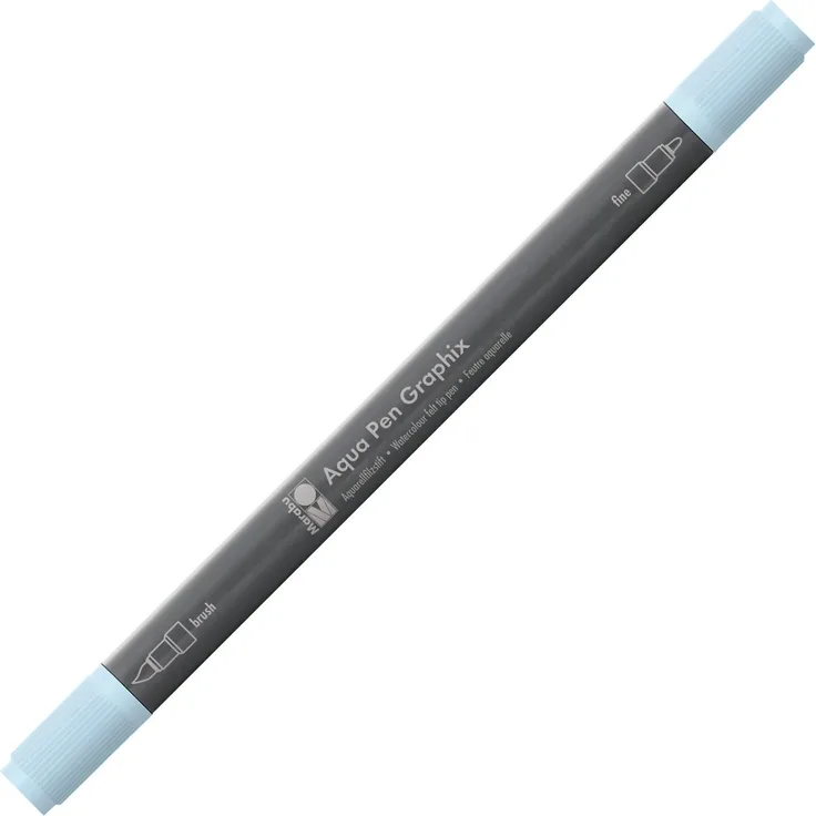 Marabu 01450003255 - Aqua Pen Graphix aquamarin, Aquarellfilzstifte mit brillanter Farbe, wasserbasierte, lichtbeständige Pigmenttusche, mit Doppelspitze, aquarellierbar auf Aquarellpapier