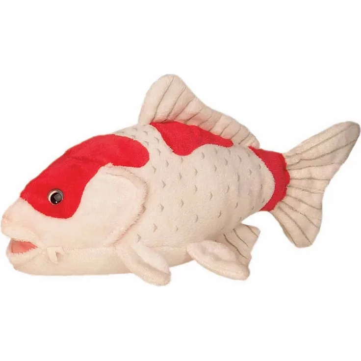 Bauer Spielwaren 'Blickfänger' Koi Karpfen Plüschtier: Naturgetreues Kuscheltier, extraweich, ideal auch als Geschenk, 30 cm, weiß-orange (14060)