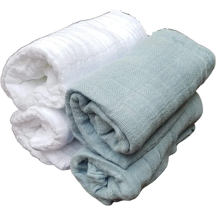 Pippi Mulltücher 4er Pack Spucktücher Organic Bio-Baumwolle (weiß/skyblue)