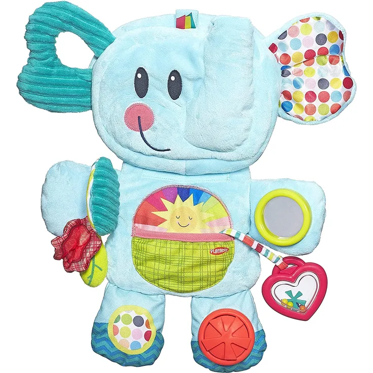 Playskool Entdeckerspaß Elefant, Stoffspielzeug für Babys in der Bauchlage ab 3 Monaten, Blau (Amazon Exclusive)