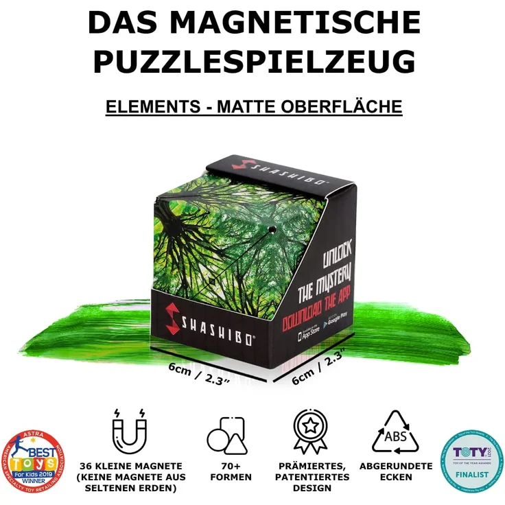 SHASHIBO Formwechsel Zauberwürfel - Preisgekrönt, Patentiert - Anti Stress Spielzeug - 36 Seltenerdmagnete - 3D Infinity Cube - Shashibo Magnetwürfel in Über 70 Formen Verwandelbar (Elements) – Bild 2
