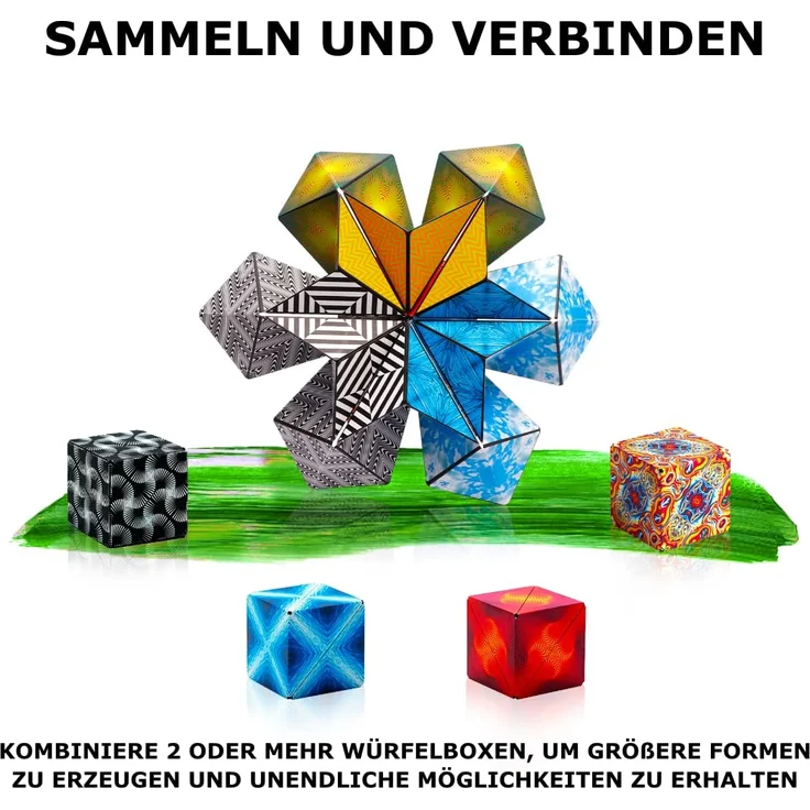 SHASHIBO Formwechsel Zauberwürfel - Preisgekrönt, Patentiert - Anti Stress Spielzeug - 36 Seltenerdmagnete - 3D Infinity Cube - Shashibo Magnetwürfel in Über 70 Formen Verwandelbar (Elements) – Bild 6