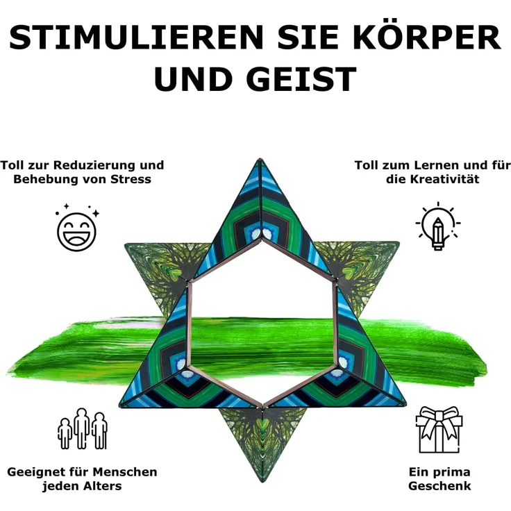 SHASHIBO Formwechsel Zauberwürfel - Preisgekrönt, Patentiert - Anti Stress Spielzeug - 36 Seltenerdmagnete - 3D Infinity Cube - Shashibo Magnetwürfel in Über 70 Formen Verwandelbar (Elements) – Bild 3