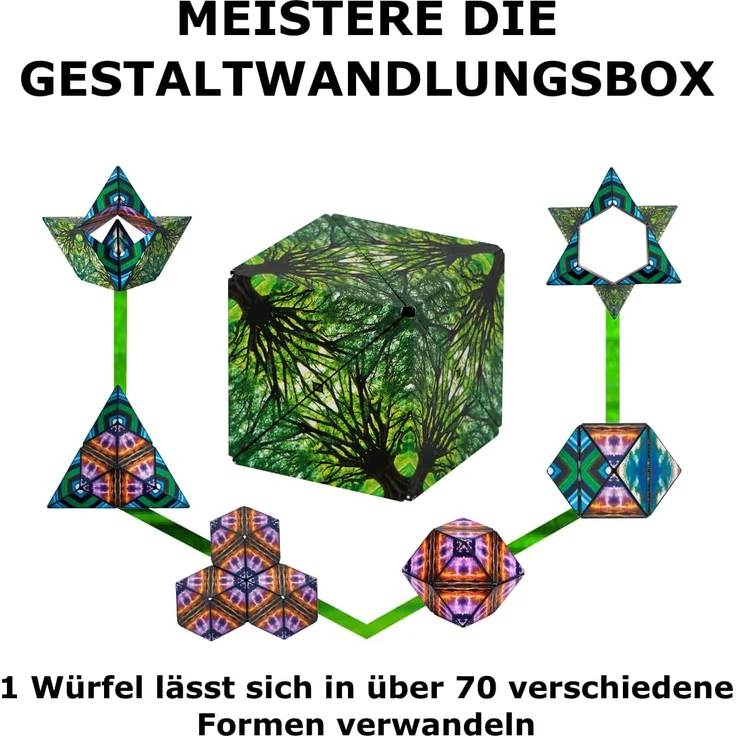 SHASHIBO Formwechsel Zauberwürfel - Preisgekrönt, Patentiert - Anti Stress Spielzeug - 36 Seltenerdmagnete - 3D Infinity Cube - Shashibo Magnetwürfel in Über 70 Formen Verwandelbar (Elements) – Bild 4