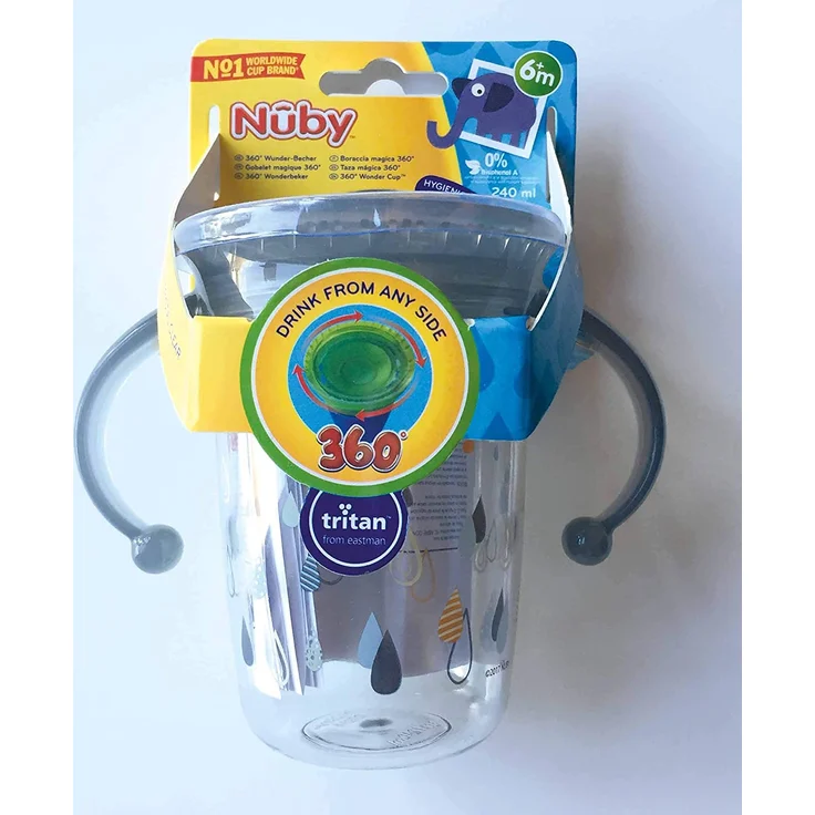 Nuby 360° Wonder Becher mit Griff 240 ml Grau Grau – Bild 5