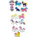 Glorex 6 2247 706 - Moosgummi Sticker Einhorn, selbstklebend, 28 Stück, sortiert in verschiedenen Motiven, ideal zum Verzieren und Dekorieren von Grußkarten, für Scrapbooking, usw.