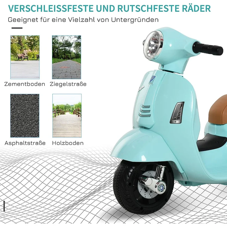 Elektrischer Kindermofa im Vespa Stil (Farbe: grün) – Bild 5