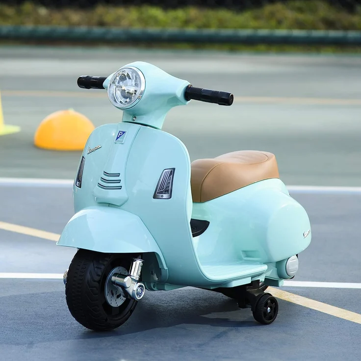 Elektrischer Kindermofa im Vespa Stil (Farbe: grün) – Bild 2