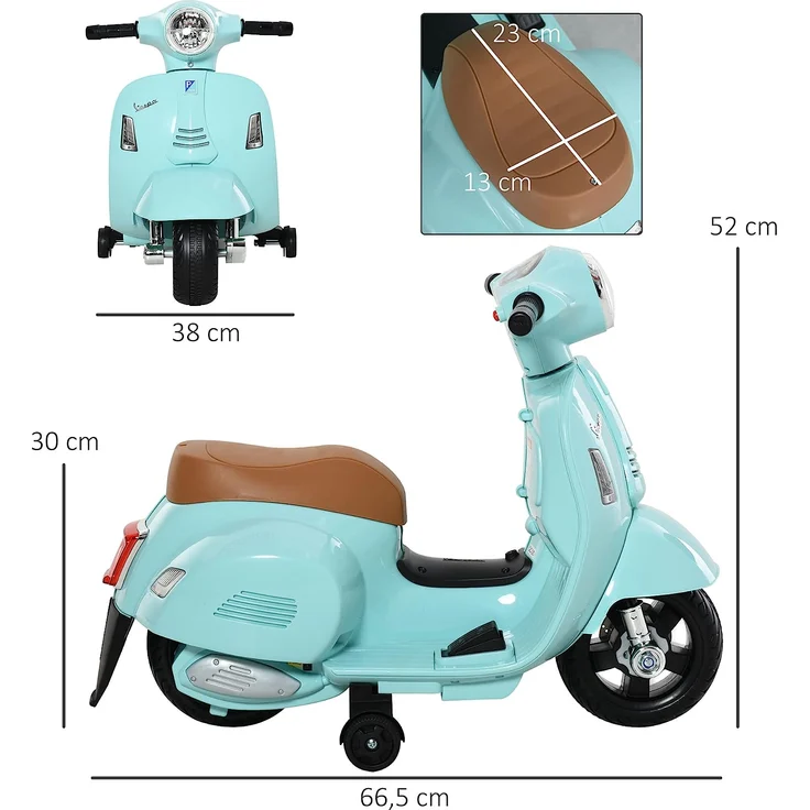 Elektrischer Kindermofa im Vespa Stil (Farbe: grün) – Bild 3