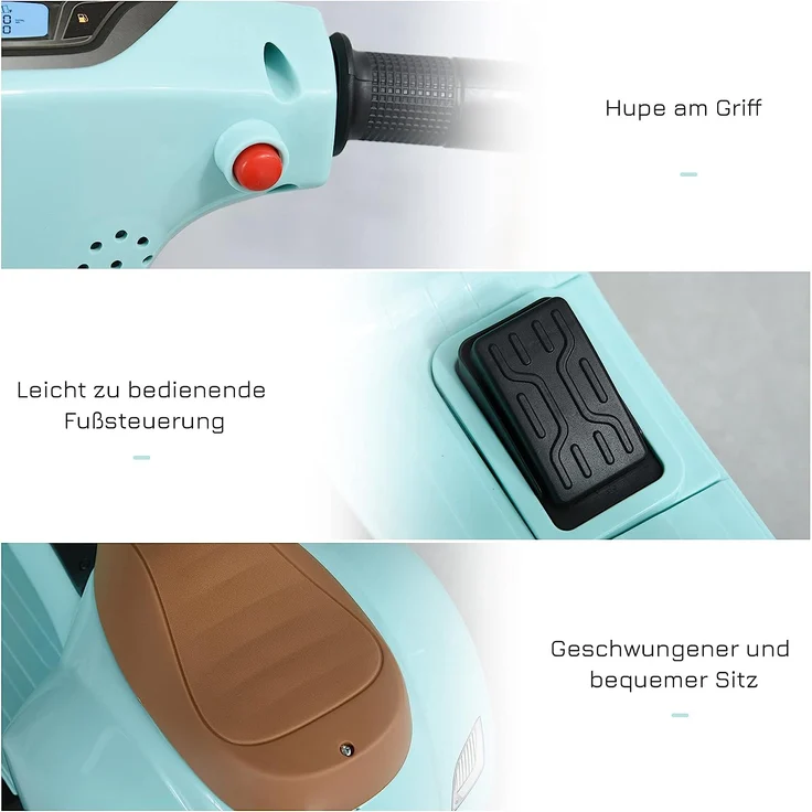 Elektrischer Kindermofa im Vespa Stil (Farbe: grün) – Bild 7