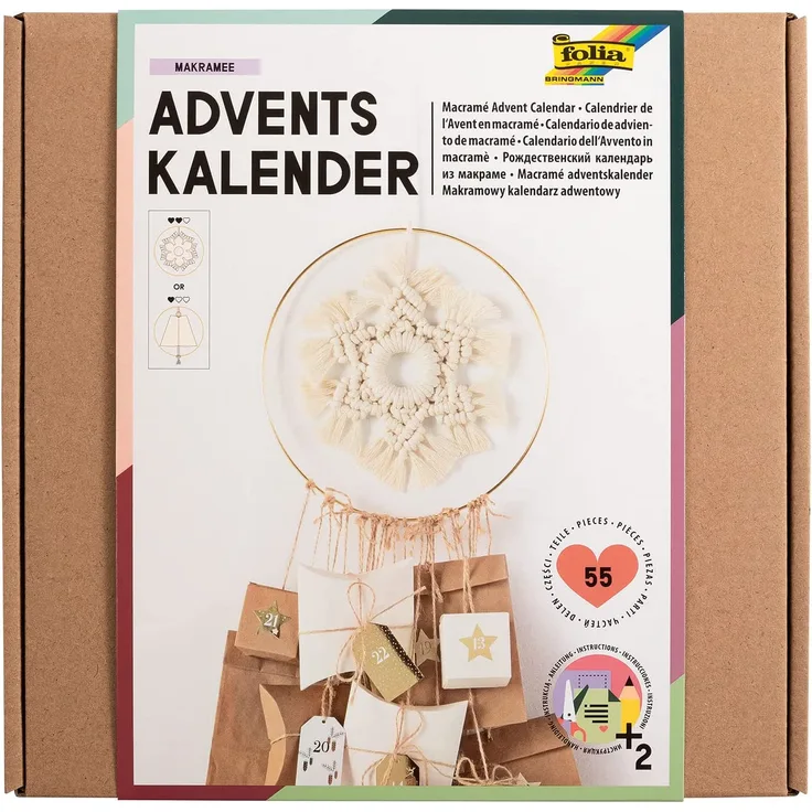 Adventskalender-Bastelset Makramee - 55 Teile
