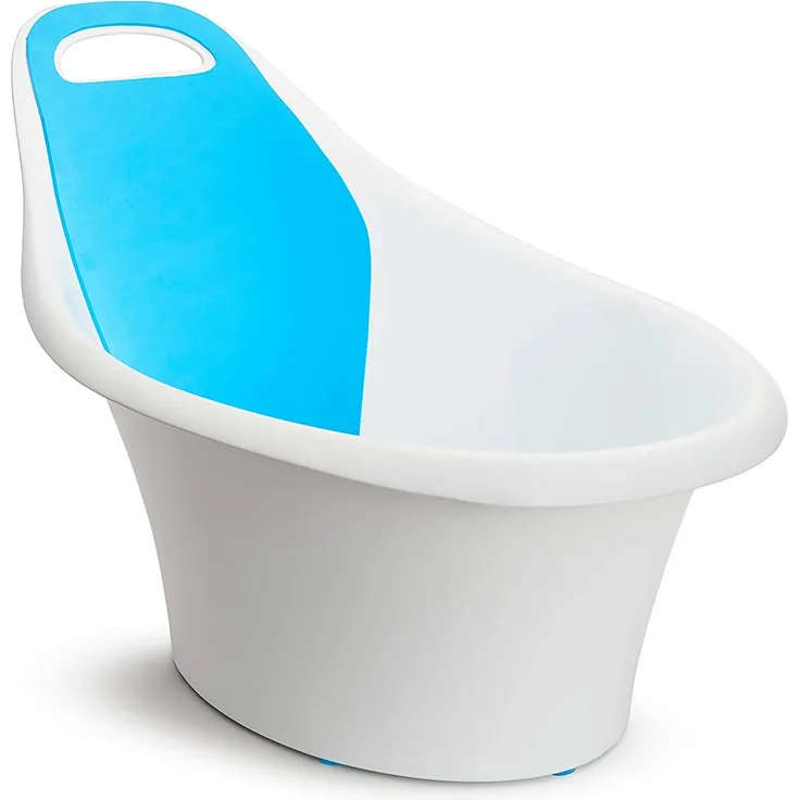 Munchkin Sit and Soak Baby-Badewanne mit integrierter Sitzstütze und gepolsterter Rückenlehne, Ablaufstöpsel und Haken zum Aufhängen, 0-12 Monate