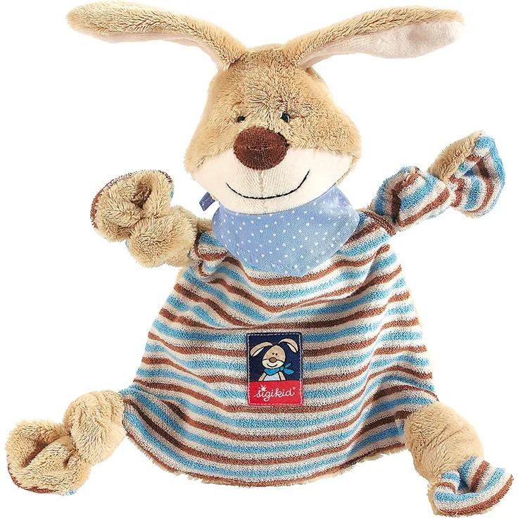 sigikid, Mädchen und Jungen, Schnuffeltuch Hase, Semmel Bunny, Beige/Blau, 47893
