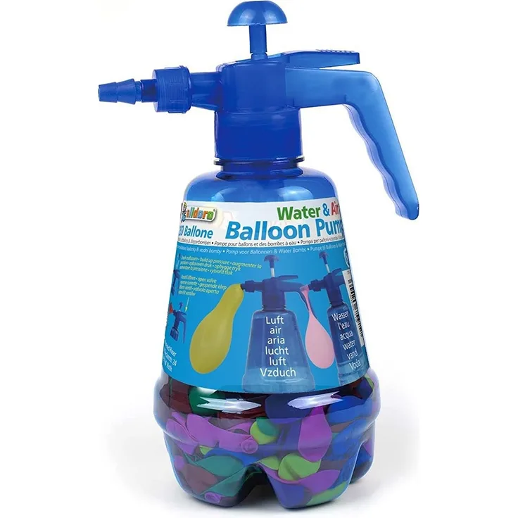 alldoro 60200- Water & Air Balloon Pumpen Set, Wasserbomben Pumpe mit 250 Wasserbomben, Wasserballon Füller für Garten & Party, für Kinder ab 8 Jahren und Erwachsene, blau / rosa / orange sortiert