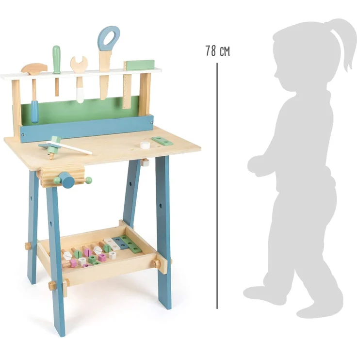 small foot 11375 Werkbank Nordic aus Holz, Rollenspielzeug mit Zubehör in hellen Farben, ab 3 Jahren - Preisvergleich – Bild 3