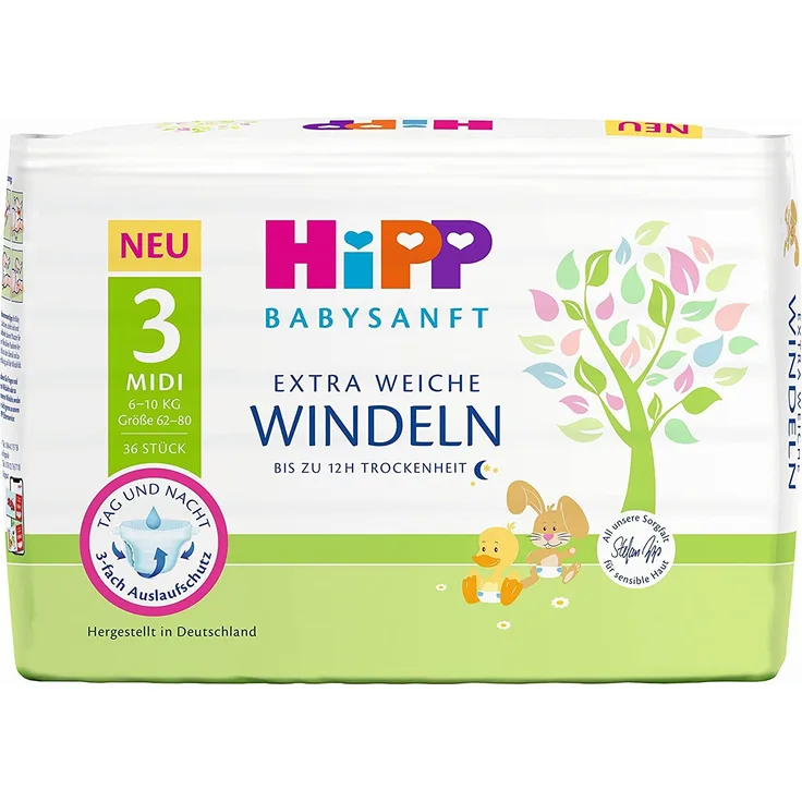 Babysanft Windeln Midi 3 Carry, 3er Pack (3 x 1 x 36 Stück)