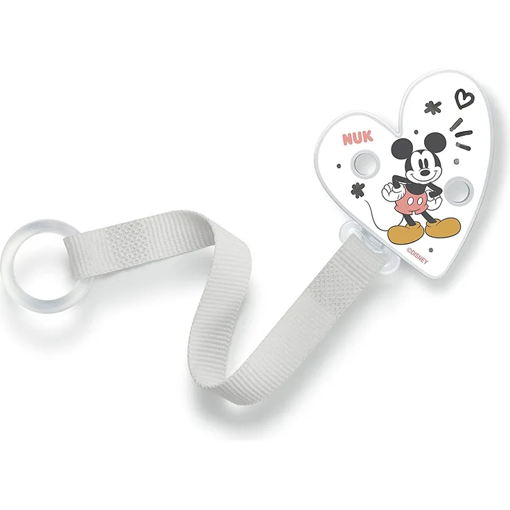 NUK Schnullerkette und Clip | Für Ringe der Schnuller | robust und bruchfest | Disney Mickey Mouse