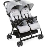 Chicco Zwilligsbuggy OHLALA' TWIN, ultra-leichtre und ultra-kompakter Geschwisterkinderbuggy für Babys und Kleinkinder ab Geburt inkl. Regenschutz, Silber