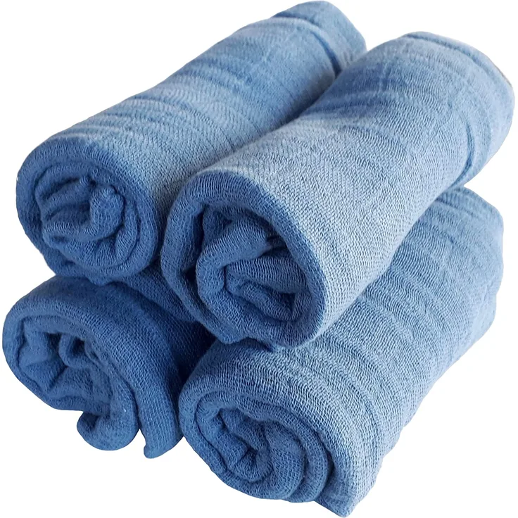 Pippi Mullwindeln 4er Pack Spucktücher Biobaumwolle ORGANIC (mittelblau)