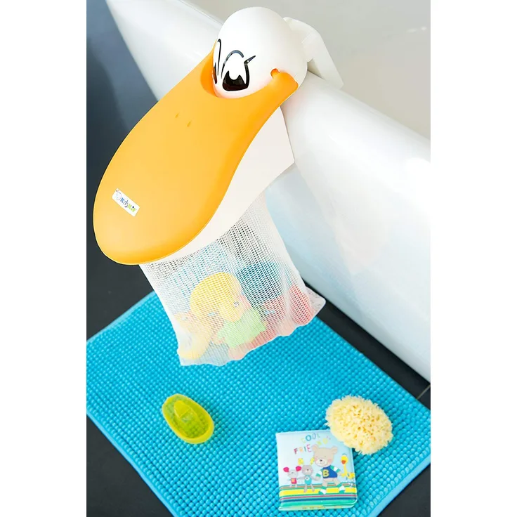 Rotho Babydesign Kidskit Pelikan Badespielzeug-Sammler, Peli's Play Pouch, Für Kinder ab 3 Jahren, 36 x 19 x 19 cm, Weiß, 60005