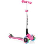Globber Mädchen Primo Foldable Lights, pink mit Leuchtrollen Scooter, One Size