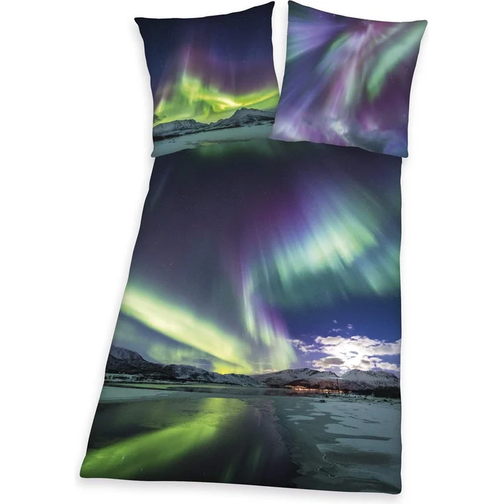 Herding Bettwäsche Polarlichter Digitaldruck 135 x 200cm 100%Baumwolle - Preisvergleich – Bild 2
