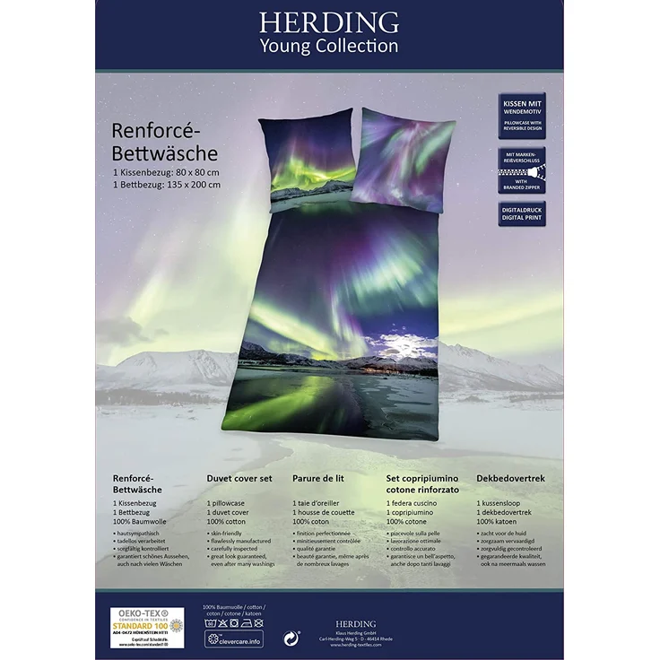 Herding Bettwäsche Polarlichter Digitaldruck 135 x 200cm 100%Baumwolle - Preisvergleich – Bild 4