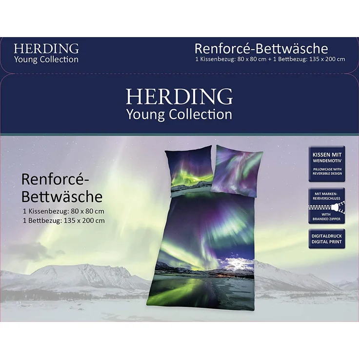 Herding Bettwäsche Polarlichter Digitaldruck 135 x 200cm 100%Baumwolle - Preisvergleich – Bild 5