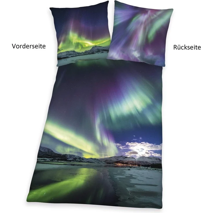 Herding Bettwäsche Polarlichter Digitaldruck 135 x 200cm 100%Baumwolle - Preisvergleich – Bild 3