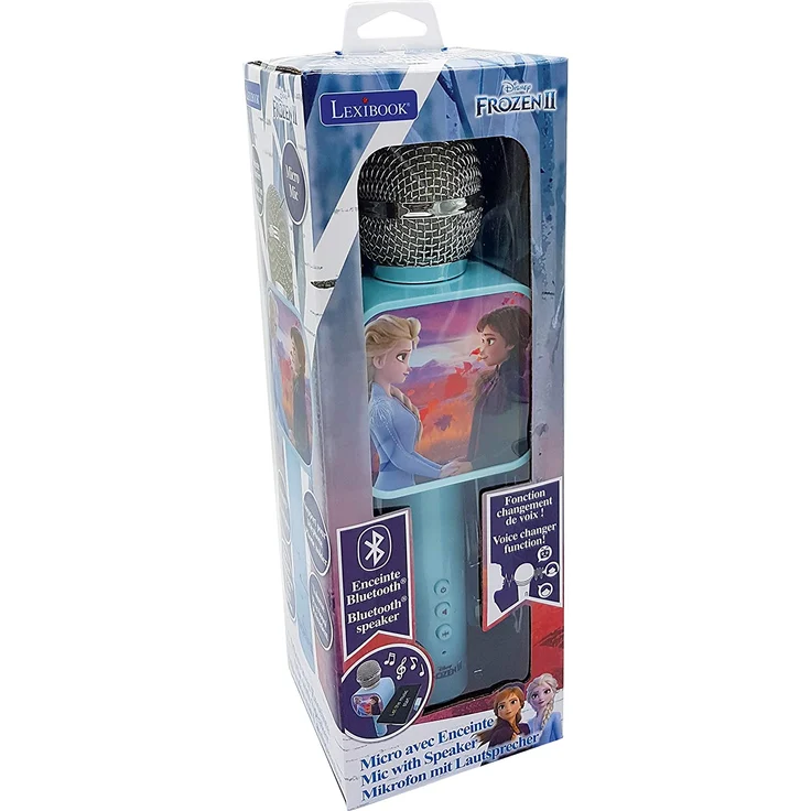 Lexibook MIC240FZ Disney Frozen 2 Die Eiskönigin ELSA Bluetooth-Mikrofon mit Voice-Changer-Funktion, Einziehbarer Telefonhalter enthalten, Eingebauter Lautsprecher, Blau – Bild 7