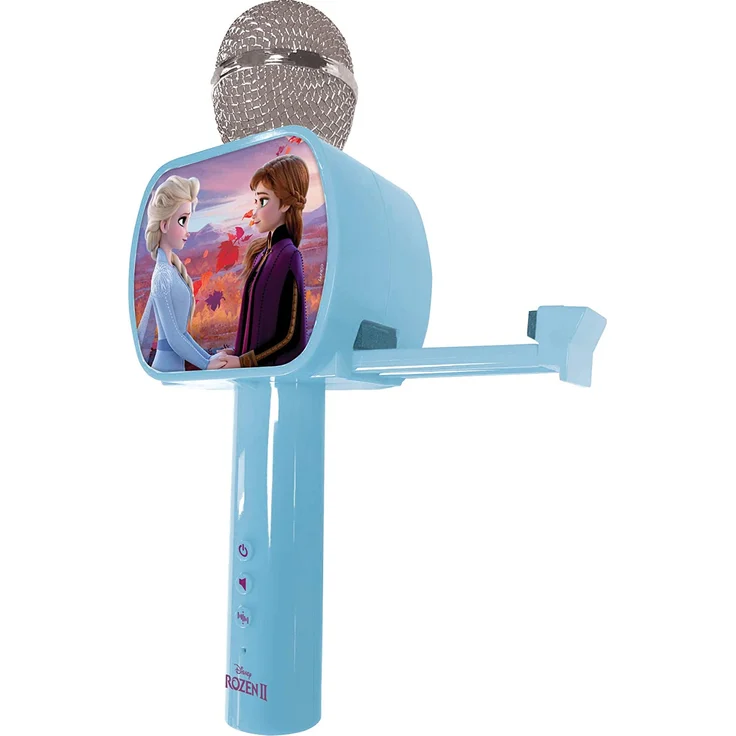 Lexibook MIC240FZ Disney Frozen 2 Die Eiskönigin ELSA Bluetooth-Mikrofon mit Voice-Changer-Funktion, Einziehbarer Telefonhalter enthalten, Eingebauter Lautsprecher, Blau – Bild 6