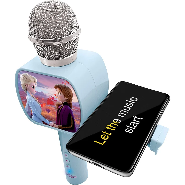 Lexibook MIC240FZ Disney Frozen 2 Die Eiskönigin ELSA Bluetooth-Mikrofon mit Voice-Changer-Funktion, Einziehbarer Telefonhalter enthalten, Eingebauter Lautsprecher, Blau – Bild 4
