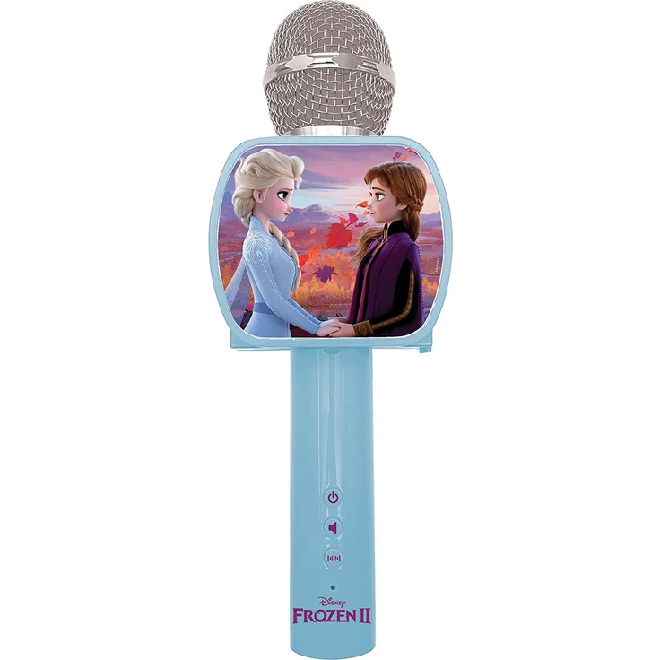 Lexibook MIC240FZ Disney Frozen 2 Die Eiskönigin ELSA Bluetooth-Mikrofon mit Voice-Changer-Funktion, Einziehbarer Telefonhalter enthalten, Eingebauter Lautsprecher, Blau – Bild 1
