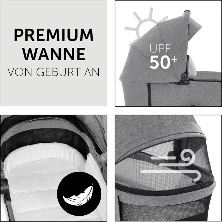 Hauck Vision X Set Betthimmel Reisesystem-Babywagen Beide Geschlechter Faltbar Grau – Bild 3