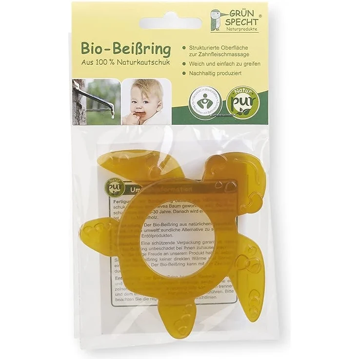 GRÜNSPECHT Naturprodukte 639-V2 Bio-Beißring, Schildkröte, Naturkautschuk, braun, 21 g – Bild 2