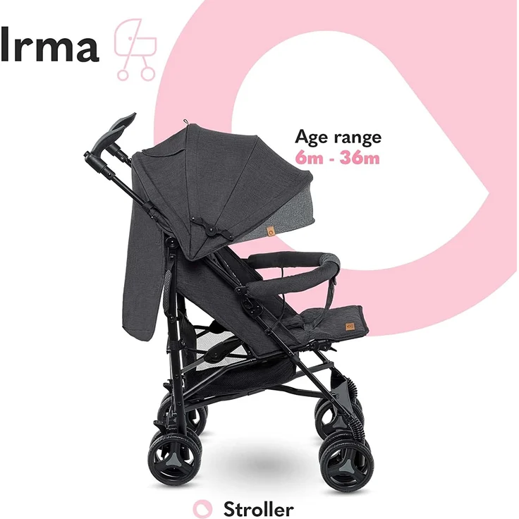 LIONELO Irma Kinderwagen bis 15 kg, Kinderwagen, leichter moderner Kinderwagen mit Liegefunktion, faltbar, große 6-Zoll-Räder, großer Korb, Tasche, Moskitonetz – Bild 2