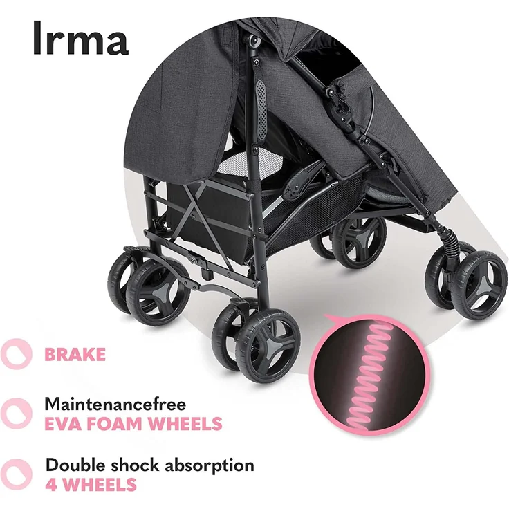 LIONELO Irma Kinderwagen bis 15 kg, Kinderwagen, leichter moderner Kinderwagen mit Liegefunktion, faltbar, große 6-Zoll-Räder, großer Korb, Tasche, Moskitonetz – Bild 6