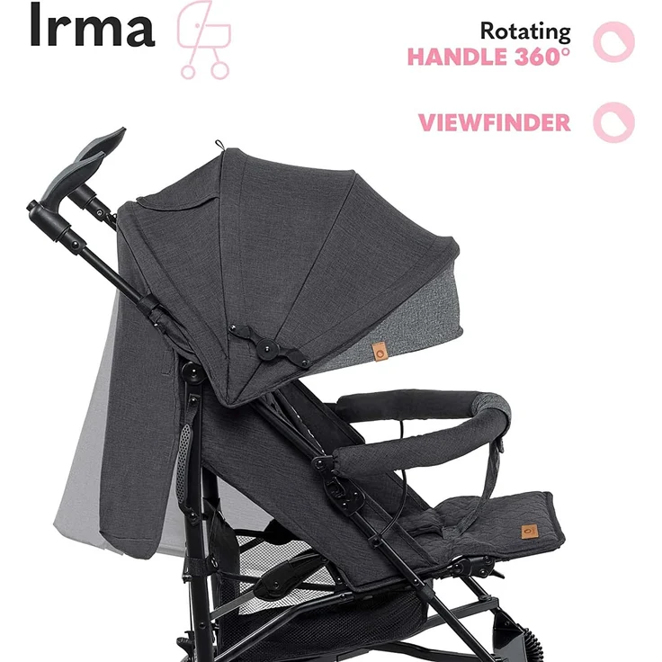 LIONELO Irma Kinderwagen bis 15 kg, Kinderwagen, leichter moderner Kinderwagen mit Liegefunktion, faltbar, große 6-Zoll-Räder, großer Korb, Tasche, Moskitonetz – Bild 4