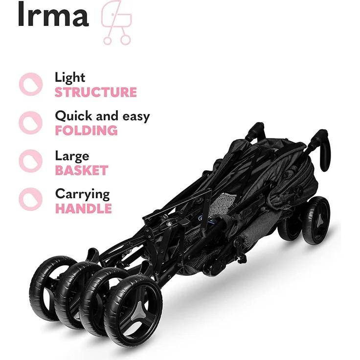 LIONELO Irma Kinderwagen bis 15 kg, Kinderwagen, leichter moderner Kinderwagen mit Liegefunktion, faltbar, große 6-Zoll-Räder, großer Korb, Tasche, Moskitonetz – Bild 7