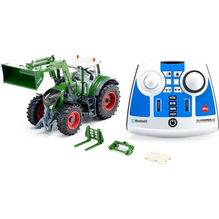 siku 6796, Fendt 933 Vario Traktor mit Frontlader, grün, Metall/Kunststoff, 1:32, Ferngesteuert, Inkl. Bluetooth-Fernsteuerung und Zubehör, Steuerung via App möglich