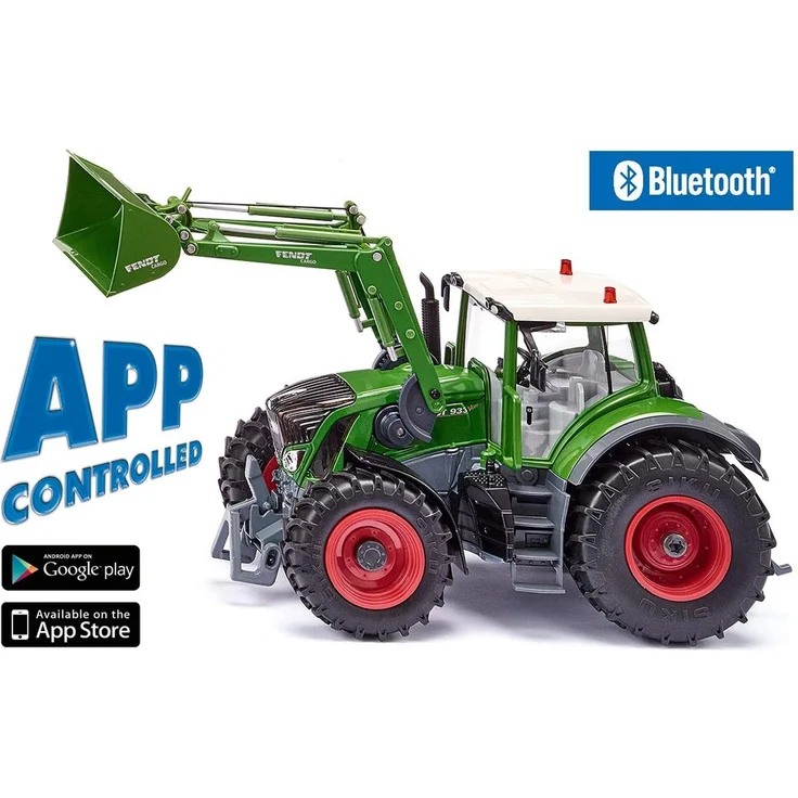 siku 6796, Fendt 933 Vario Traktor mit Frontlader, grün, Metall/Kunststoff, 1:32, Ferngesteuert, Inkl. Bluetooth-Fernsteuerung und Zubehör, Steuerung via App möglich – Bild 2