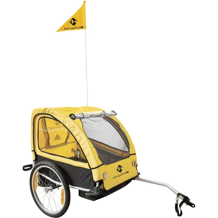 M-Wave 'Kidsride Easy' Fahrradanhänger 20 kg, Gelb, 2-Sitzer