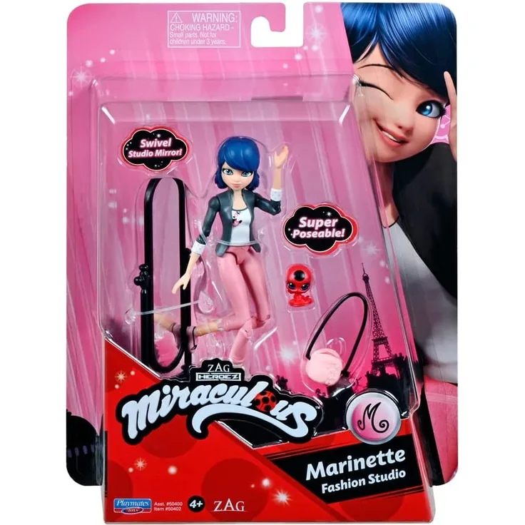 Bandai - Miraculous - Mini-Puppe - Marinette - 12cm-Gelenkpuppe & Zubehör - P50402