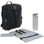 LÄSSIG Baby Wickel-/Wanderrucksack mit Wickelunterlage, Kinderwagenbefestigung, Flaschenwärmer wasserabweisend nachhaltig produziert/Outdoor Backpack black