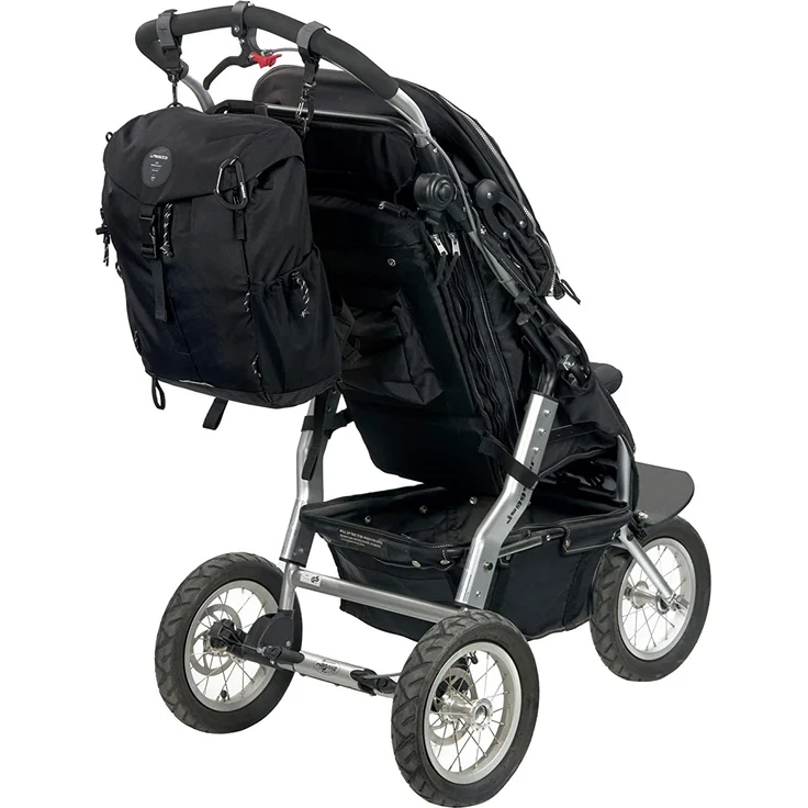 LÄSSIG Baby Wickel-/Wanderrucksack mit Wickelunterlage, Kinderwagenbefestigung, Flaschenwärmer wasserabweisend nachhaltig produziert/Outdoor Backpack black – Bild 4