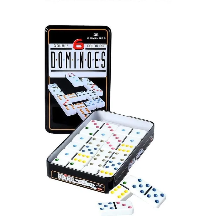Engelhart - 250101 - Tolles Domino Spiel Doppel 6 In Einer Metallbox - Trend Spiel - Domino Spiel